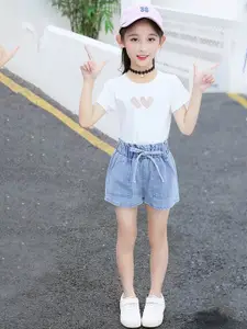 YK Girls Washed Denim Shorts Technology