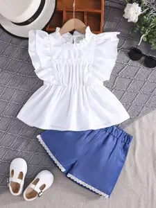 INCLUDGirls Round Neck Ruffled Top With Shorts