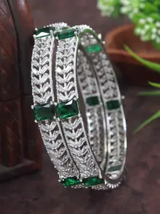 Anouk Set Of 2 Silver-Plated American Diamond Studded Bangles