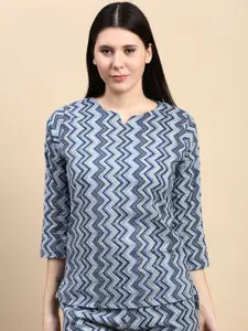 ETC Women Printed Cotton Relaxed Fit Lounge Top