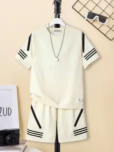 INCLUD Boys Striped Round Neck T-shirt With Shorts