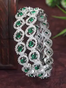 Anouk Set Of 2 Rhodium-Plated American Diamond Studded Bangles