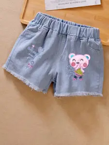YK Girls Printed Denim Shorts