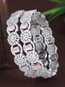 Anouk Set Of 2 Silver-Plated American Diamond Studded Bangles