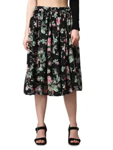 Moda Rapido Women Printed Pleated Flared Skirt