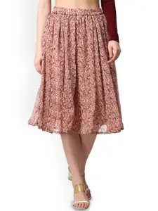 Moda Rapido Women Printed Midi Flared Skirt