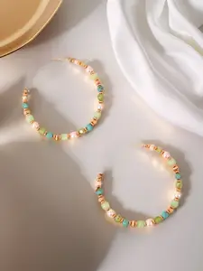 Accessorize Gold-Plated Artificial Beaded Circular Half Hoop Earrings