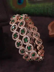 Anouk Set Of 2 Rose Gold-Plated American Diamond Studded Bangles