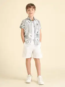 U.S. Polo Assn. Kids Boys Classic Regular Fit Floral Printed Cotton Casual Shirt