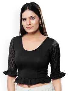 VAMAS - THE DESIGNER BLOUSES Round Neck Non-Padded Stretchable Saree Blouse