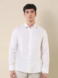 U.S. Polo Assn. Men Tailored Fit Spread Collar Solid Linen Formal Shirt