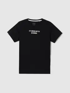 max Boys Typography Printed Round Neck Cotton T-shirt