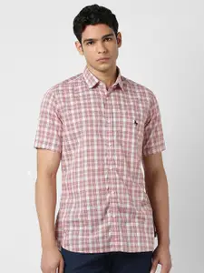 Van Heusen Men Spread Collar Checked Cotton Casual Shirt