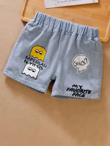 YK Girls Conversational Washed Denim Shorts