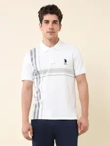 U.S. Polo Assn. Men Checked Polo Collar Cotton Slim Fit T-shirt
