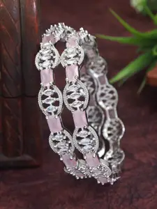 Anouk Set Of 2 Silver-Plated American Diamond Studded Bangles