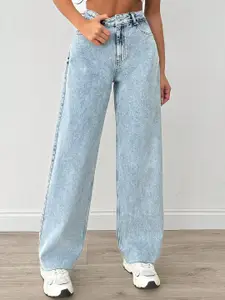 DressBerry Women Comfort Straight Fit High-Rise Light Fade Acid Wash Stretchable Jeans