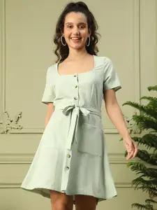 Oxolloxo Women Square Neck A-Line Dress