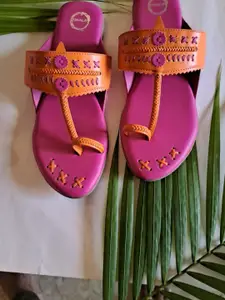 Dhaga Women Woven Design Kolhapuri Open Toe Flats