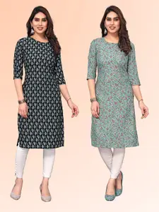 KETAKI FASHION Selection Of 2 Floral Printed Straight Kurtas