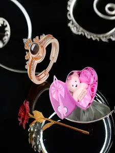 DIVASTRI Cubic Zirconia Studded Adjustable Finger Ring