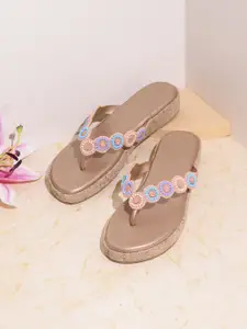 Inc 5 Women Embellished T-Strap Flats