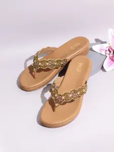 Inc 5 Women Embellished T-Strap Flats