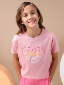 U.S. Polo Assn. Kids Girls Puff Print Regular Fit T-Shirt