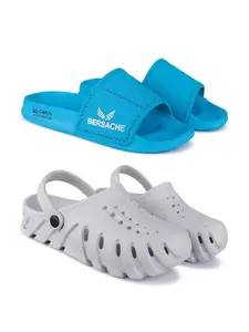 BERSACHE Men Pack of 2 Sliders & Clogs Flip Flops
