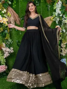Fashion Basket Sequinned Unstitched Lehenga & Ready to Wear Blouse With Dupatta