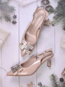 Jove Women Embellished Pointed Toe Slim With Backstrap