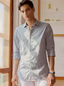 Andamen Men Premium Regular Fit Vertical Striped Spread Collar Cotton Casual Shirt