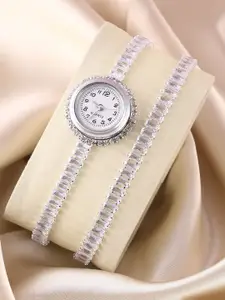 HAUTE SAUCE by  Campus Sutra HAUTE SAUCE by Campus Sutra Women The Crystalized Wrap Round Watch Metallic SS25_HSWC6024