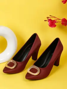 Flat n Heels Women Pointed Toe Western - Embellished Block Heel Pumps