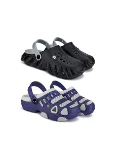 BERSACHE Boys Set Of 2 Colourblocked Ultra Soft Technology Clogs