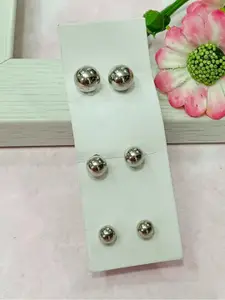 Sangria Set Of 3 Silver Plated Ball Circular Shaped Studs