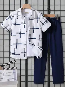 INCLUD Boys Printed Short Sleeves Shirt With Trousers