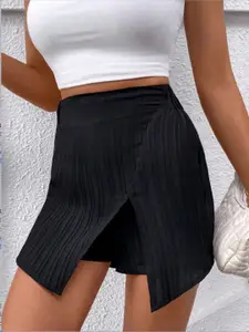 Outzidr Women Slant Slit Mini Skorts