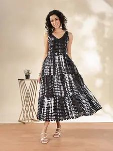 Anouk Tie and Dye Print Fit & Flare Maxi Dress