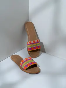 Inc 5 Women Embellished Ethnic Open Toe Flats