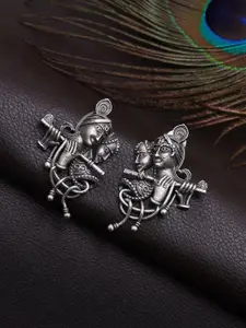 Sangria Silver Plated Radha Krishna Studs