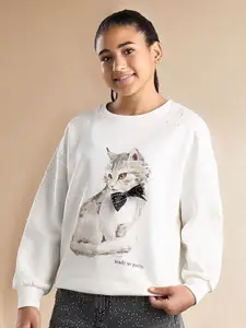 max Girls Graphic Printed Cotton Sweatshirt