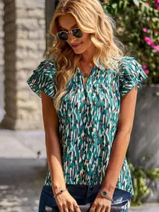 all about you Abstract Print V-Neck Top