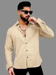 IKON FASHION Men Original Slim Fit Textured Spread Collar Casual Shirt