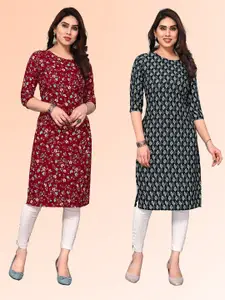 KETAKI FASHION Selection Of 2 Floral Printed Straight Kurtas