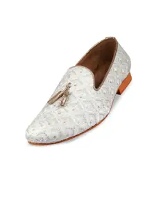 TANNY SHOES Men Velvet Round Toe Slip-On Lightweight Mojaris