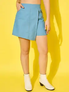 DIMPY GARMENTS Women Denim High Waist Asymmetric Mini Skorts