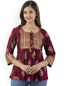 DMP FASHION Floral Printed A Line Pure Cotton Kurta