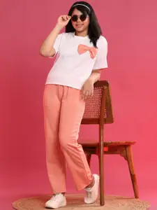 Ameeha Bow Detail Round Neck T-Shirt With Trousers