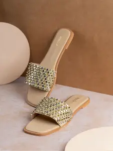 Inc 5 Women Embellished Open Toe Flats